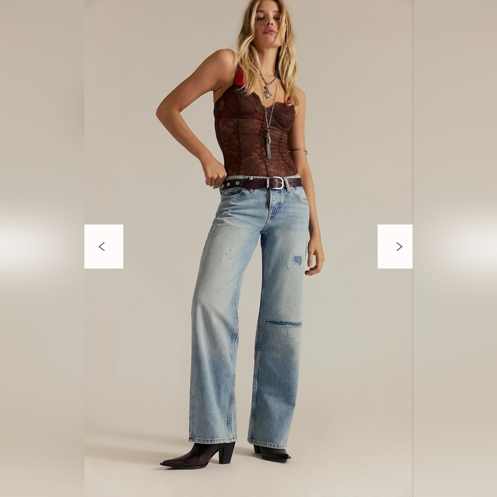NWT Free People Light Blue Wide Leg Jeans